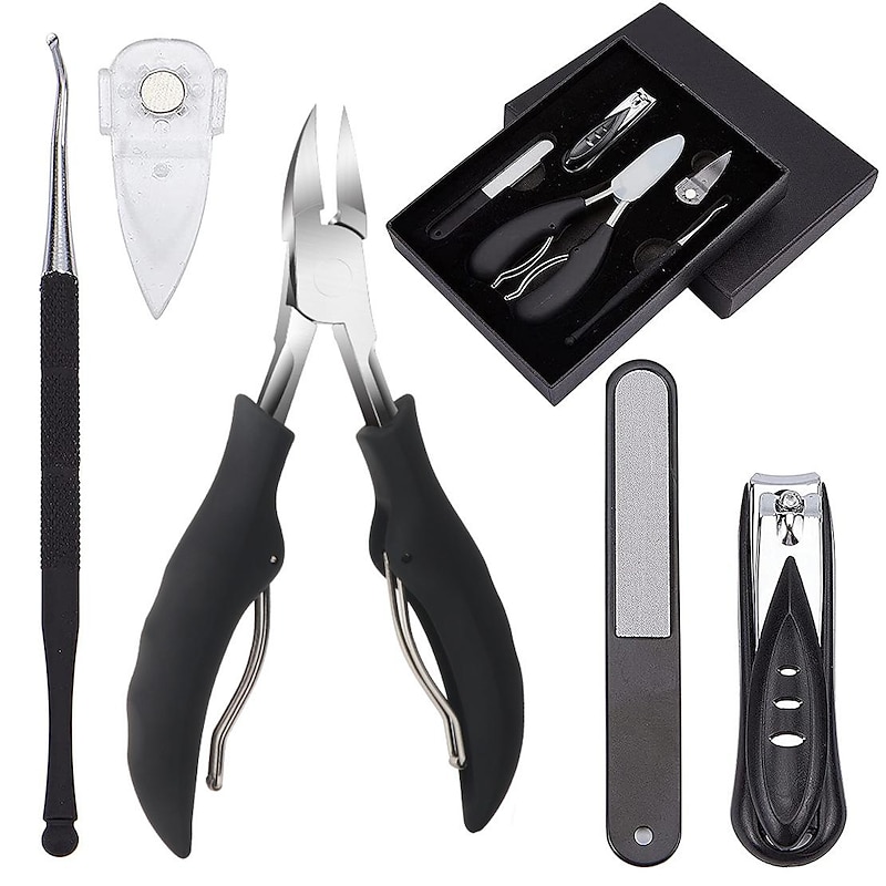 5pc Toenail Clippers, Medical Grade Toe Nail Trimmer, Nail Clippers for Thick Nails or Ingrown Toenail Tool, Stainless Steel Sharp Pedicure Toe Nail Clippers Adult, with Easy-to-Grip Rubber Handle2