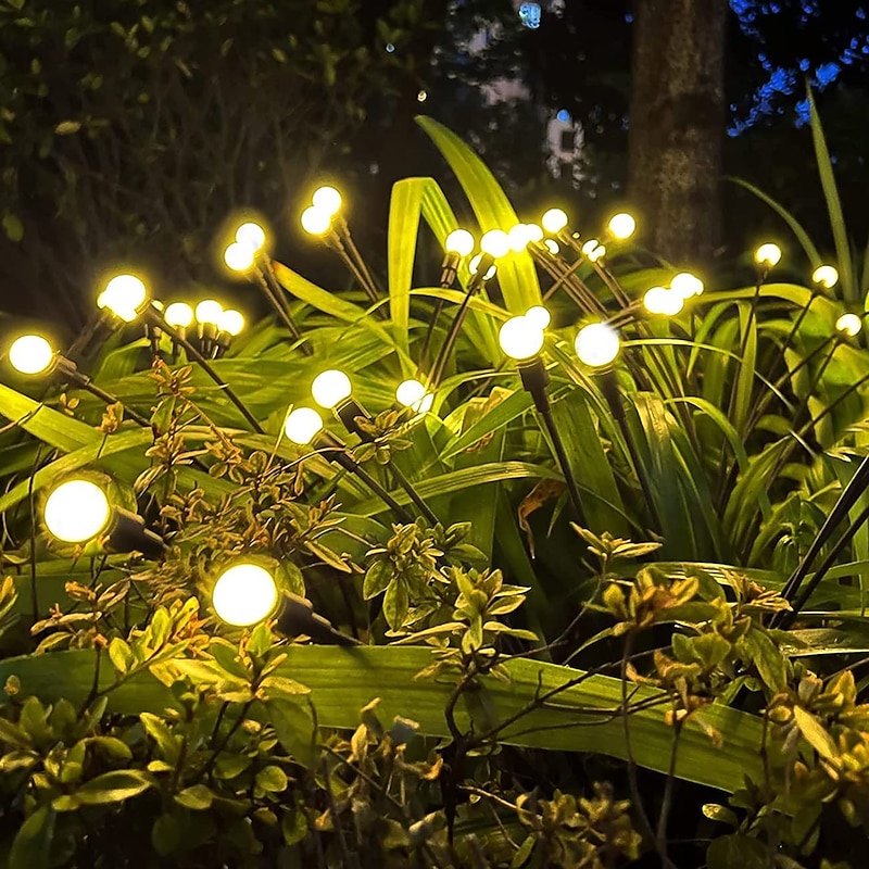 2pcs Solar Garden Lights Starburst Swaying Update Lights 10leds Solar LED Light Outdoor Garden Lights Firework Firefly Swaying Light Landscape Lighting for Yard Pathway Lawn Garden Decoration3