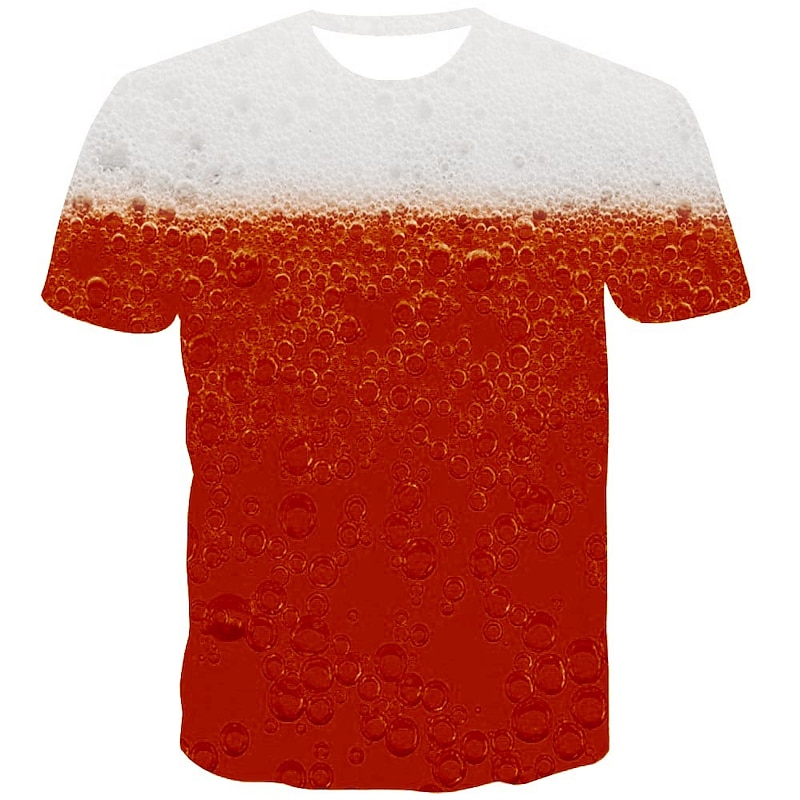 Men's Graphic Bubble Beer Shirt T Shirt Short Sleeve T shirt 3D Print Round Neck Shirt Streetwear Exaggerated Daily Going out Oktoberfest Light Green Red Blue Clothing Apparel Normal S M L XL XXL 3XL3