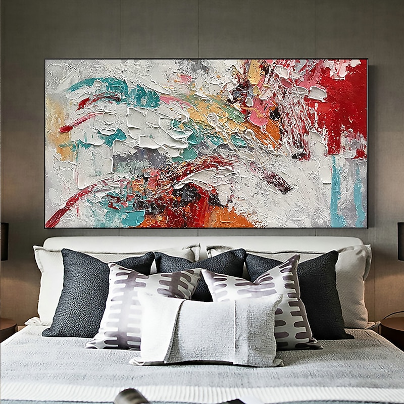 Handmade Oil Painting Canvas Wall Art Decor Original Colorful World Painting Abstract Landscape Painting for Home Decor With Stretched Frame/Without Inner Frame Painting 8