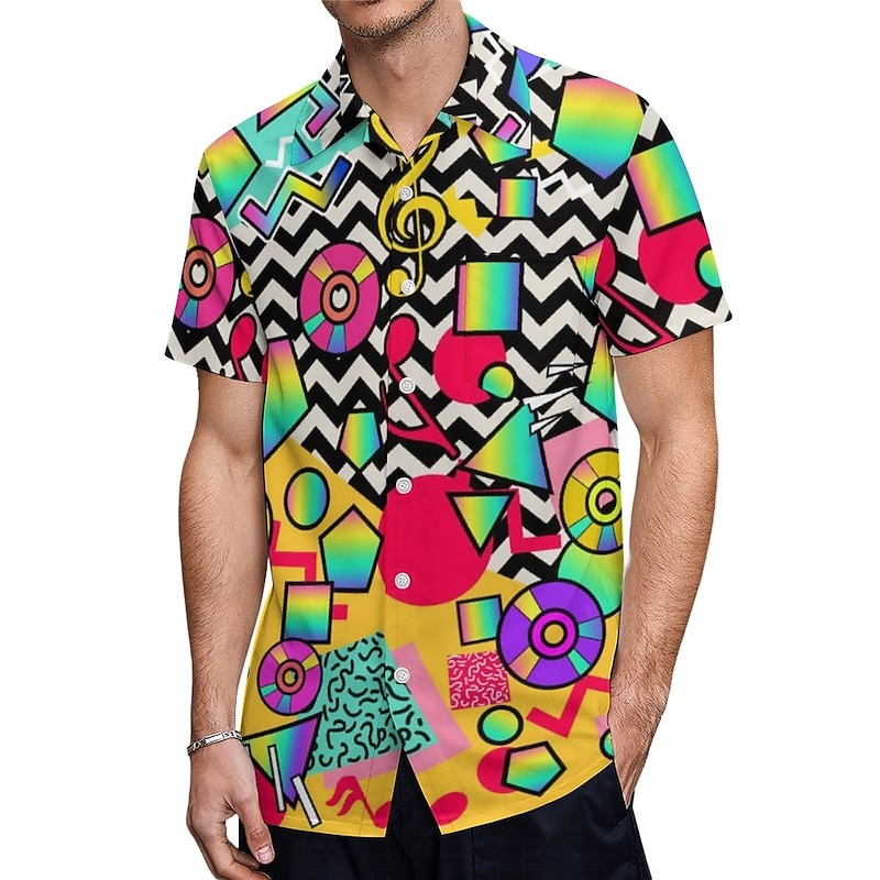 Retro Vintage 1980s Masquerade Fancy Dress Men's Halloween Carnival Masquerade Party / Evening Bachelorette Party Pride Parade Adults' Shirt