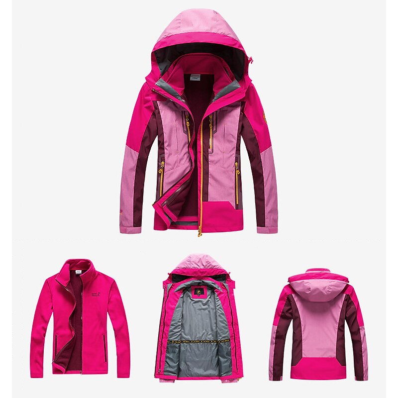 Men's Women's Hiking 3-in-1 Jackets Waterproof Hiking Jacket Rain Jacket Hiking Fleece Jacket Winter Outdoor Thermal Warm Waterproof Windproof Lightweight Outerwear Winter Jacket Trench Coat Hunting4