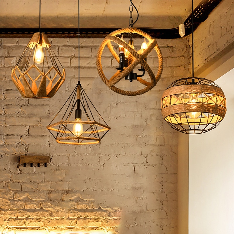 25cm Single Design Island Design Pendant Light Hemp Rope Painted Finishes Modern Nordic Style 220-240V