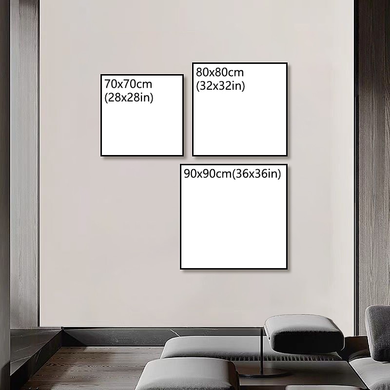 Oil Painting Hand Painted Square Floral / Botanical Modern Stretched Canvas2