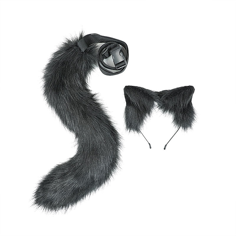 Furry Fox Cat Wolf Headband Tail Flexible Faux Fur Ears Carnival Christmas Party Lolita Cosplay Costumes Fursuit Accessory Set Masquerade Party Gift2