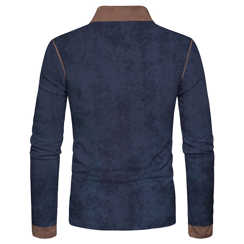 Men's Polo Shirt Golf Shirt Street Casual Polo Collar Classic Long Sleeve Fashion Designer Color Block Button Front Button-Down Spring &  Fall Regular Fit Black White Pink Navy Blue Blue Brown Polo2