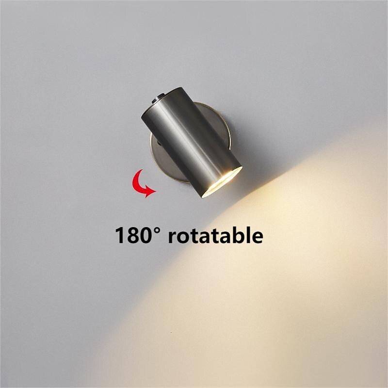 Wall Sconces with Spotlight as Bedside Reading Light,  LED Wall Mount Light Fixtures with Switch Adjustable Black H65 Copper Sconce Lighting for Bedroom Corridor Hallway4