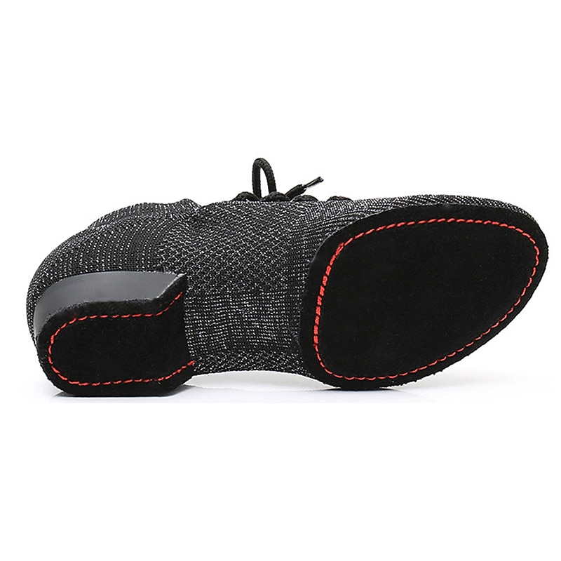 Black Mesh Lace-Up Jazz Dance Shoes for Women with Suede Sole – Breathable and Lightweight Performance Footwear3