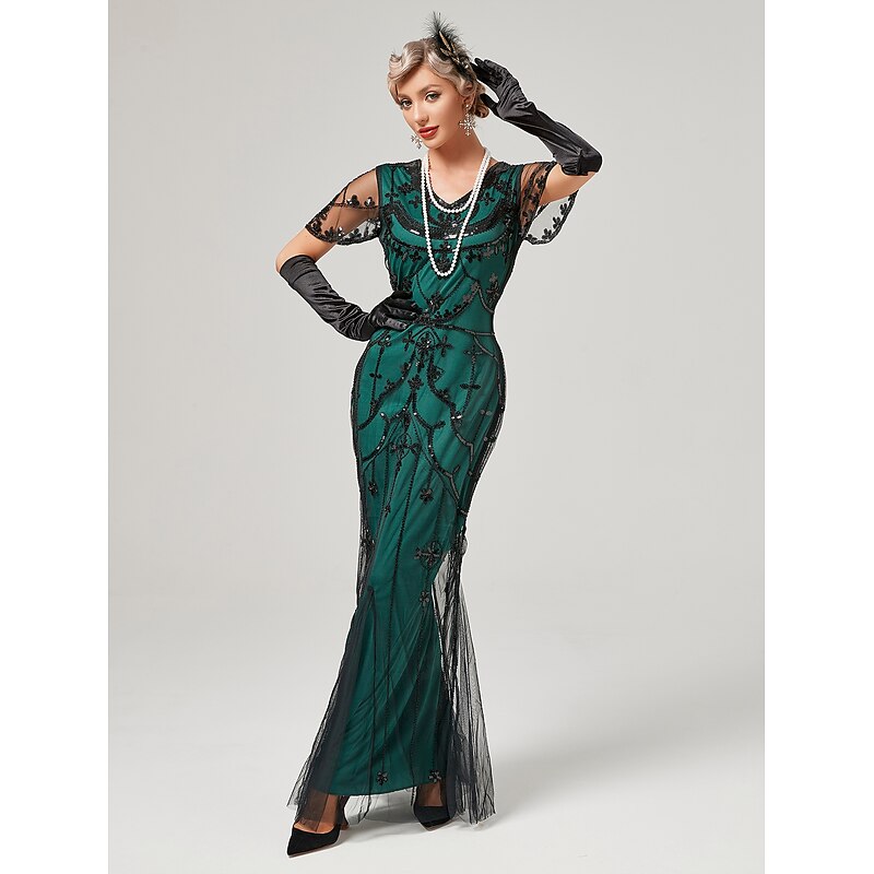 Roaring 20s 1920s Cocktail Dress Flapper Dress Dress Masquerade Normal The Great Gatsby Charleston Wedding Guest Sequins Fancy Dress Women's Carnival Masquerade Carnival Wedding Wedding Guest Adults'4