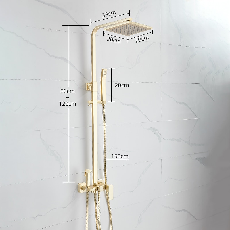 Shower Faucet,Shower System Rainfall Shower Head System Body Jet Massage Set - Handshower Included pullout Rainfall Shower Contemporary Vintage Style Nickel Brushed Mount Inside Ceramic Valve2