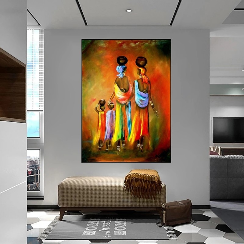 Abstract People Oil Painting African Woman and Child  Handmade Painted Wall Art On Canvas Scandinavian Style  Home Decor Gift Rolled Canvas No Frame Unstretched Living Room2
