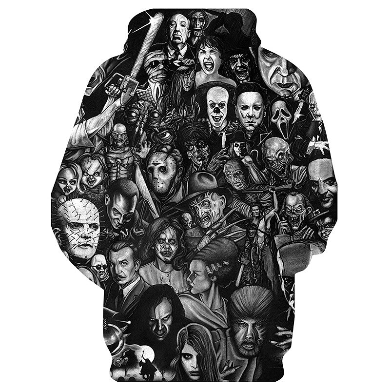 Halloween Skeleton Skull Ghost Death Hoodie Cartoon Manga Anime 3D Front Pocket Graphic For Couple's Men's Women's Adults' Halloween Carnival Masquerade 3D Print2