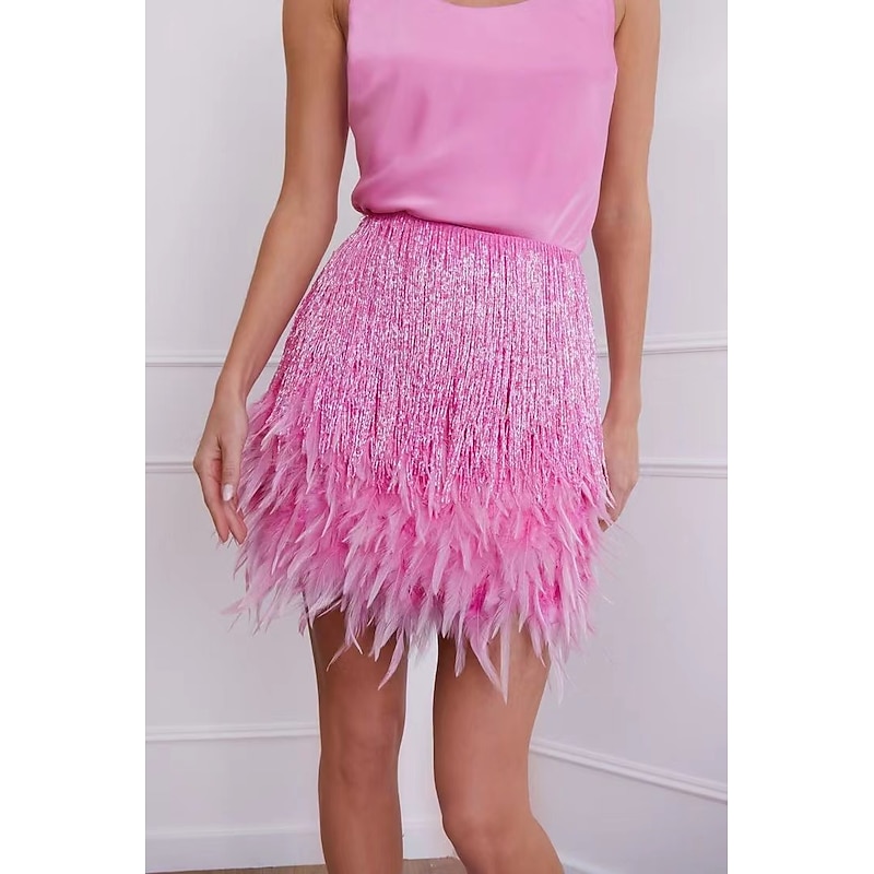 Retro Vintage Roaring 20s 1920s Flapper Dress Dress Skirt The Great Gatsby Charleston Wedding Guest Feather Fancy Dress Women's Halloween Carnival Masquerade Wedding Wedding Guest Party / Evening3