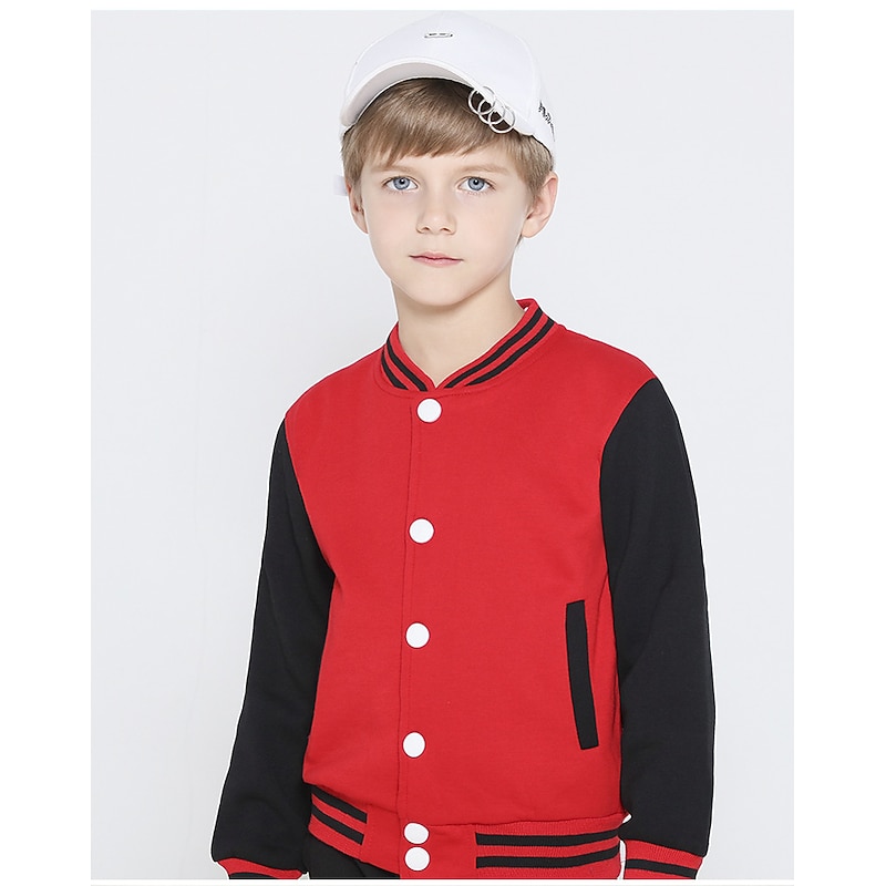 Boys' 3D Striped Coat Long Sleeve Fall Active Vintage Kids School Daily4