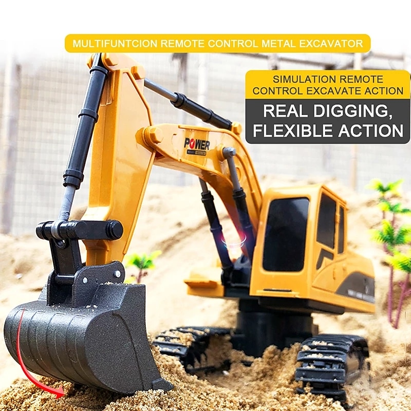 1/24 RC Truck Toys Alloy RC Excavator metal 2.4G Remote Control Bulldozer Model Engineering Car Toy For Boys Kids Festival Gift2