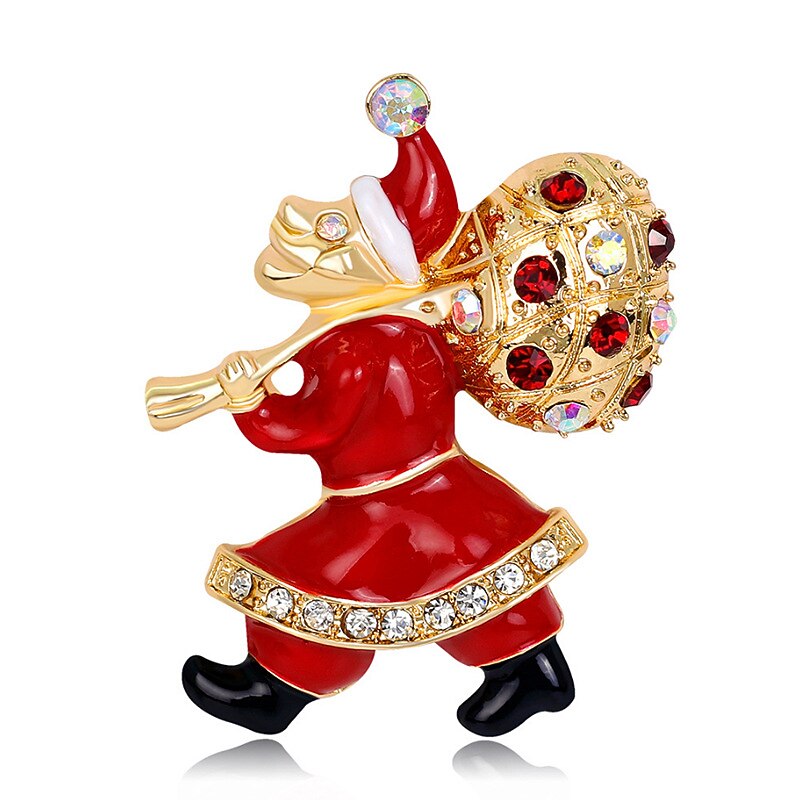 Christmas Brooch Series Creative Fashion Diamond Inlaid Santa Claus Brooch Alloy Bell Brooch for Christmas Gifts4