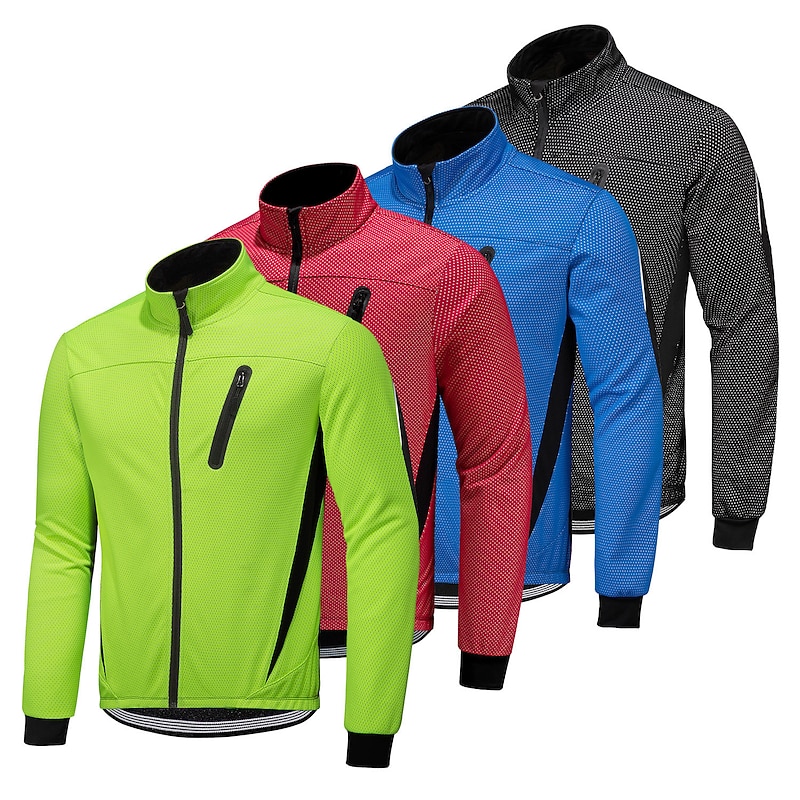 Men's Cycling Jacket Winter Thermal Warm Fleece Lining Windproof Waterproof Zipper Bike Jacket Windbreaker Mountain Bike MTB Road Bike Cycling City Bike Cycling Black Red Blue Bike Wear3