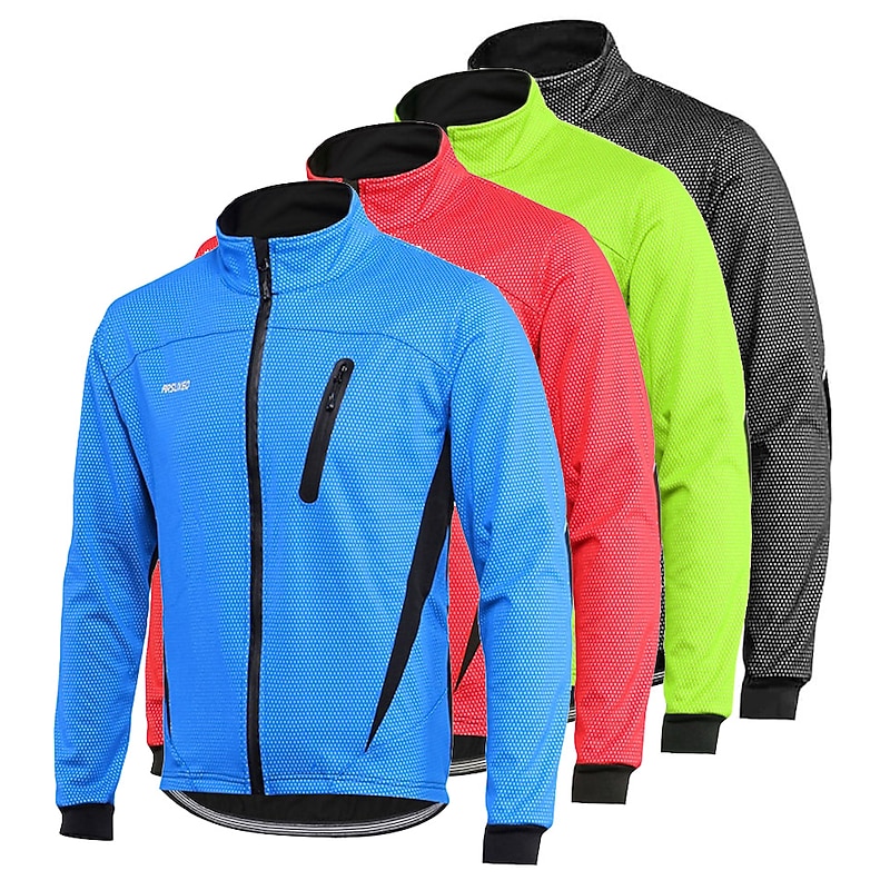 Arsuxeo Men's Cycling Jacket Winter Thermal Warm Windproof Breathable Waterproof Zipper Bike Windbreaker Winter Jacket Mountain Bike MTB Road Bike Cycling City Bike Cycling Black / Orange Black Light3