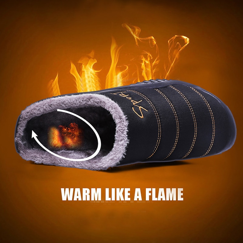 Men's Slippers Anti-slip House Winter Slippers Flush Warm Flip-Flops Daily Home Walking Shoes Cotton Warm Non-slipping Black Dark Blue Winter - Main Image