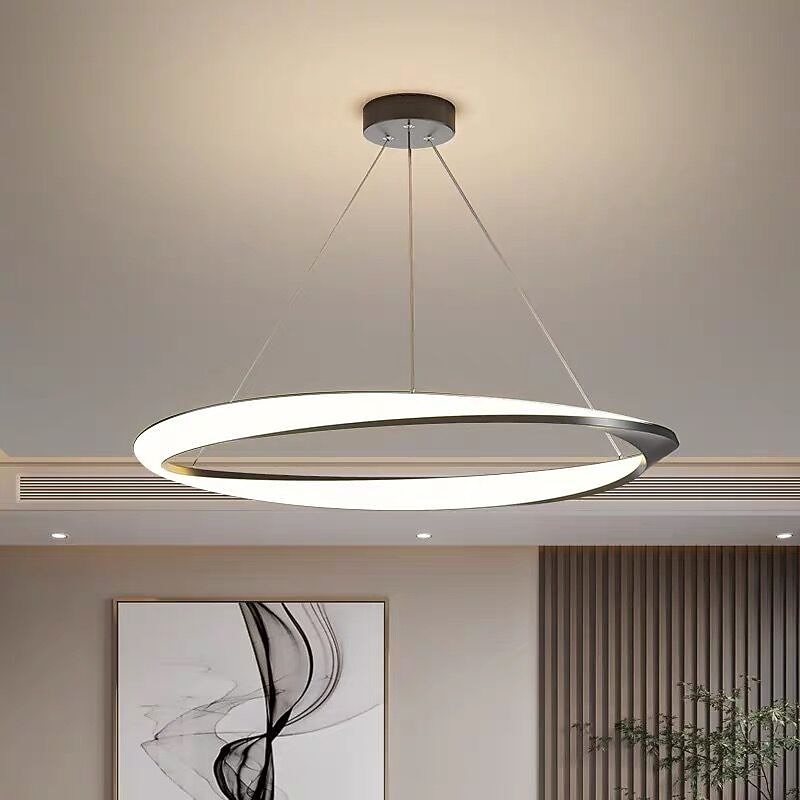 60cm LED Pendant Light 1-Light Ring Circle Design Dimmable Aluminum Painted Finishes Luxurious Modern Style Dining Room Bedroom 110-240V
