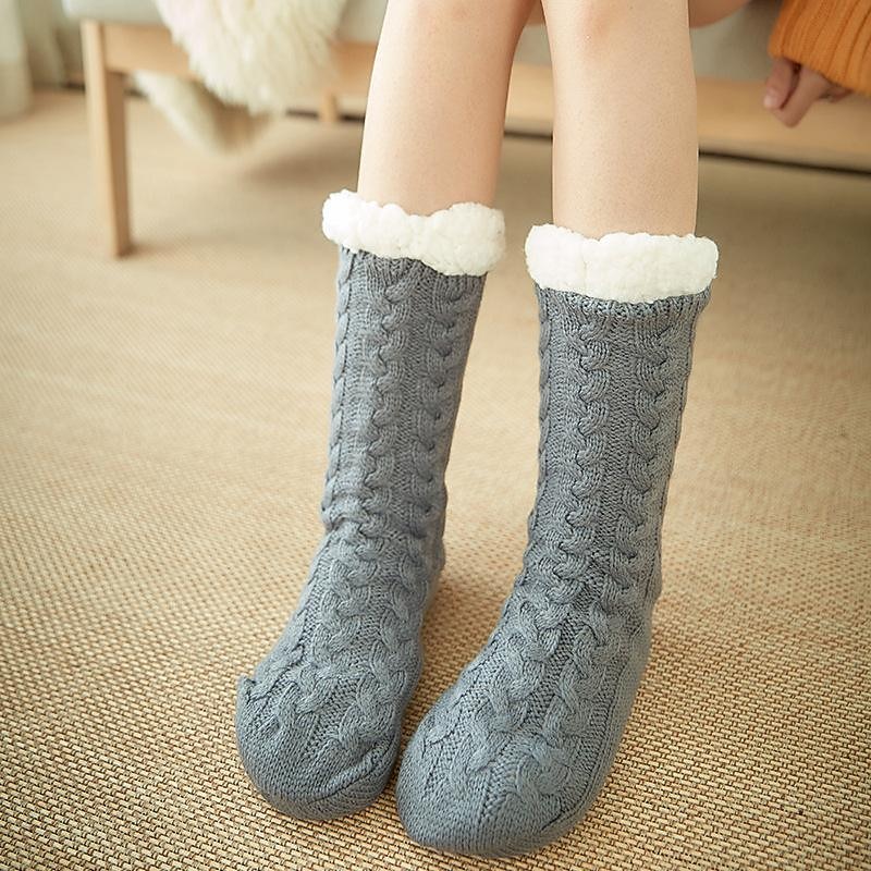 Women's House Socks With Grippers Super Soft Warm Cozy Fuzzy Fleece-Lined Socks Stockings Autumn Winter Ladies Floor Socks3