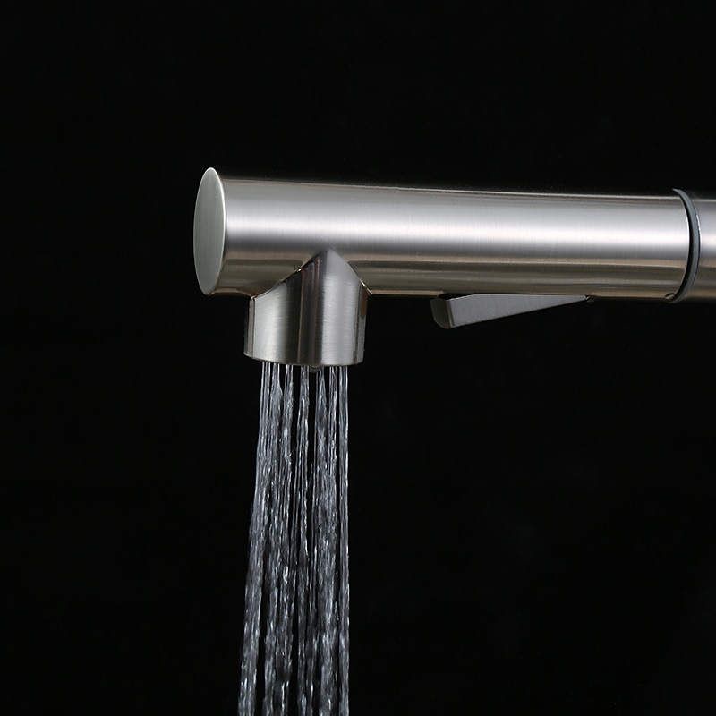 Kitchen Faucet,304 Stainless Steel Single Handle One Hole Nickel Brushed Pull-out / Pull-down / Standard Spout Centerset Minimalist / Modern Contemporary Kitchen Taps3