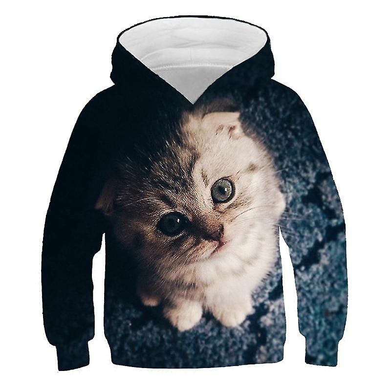 Girls' 3D Animal Cat Hoodie Long Sleeve 3D Print Fall Winter Cute Adorable Kids 3-13 Years Outdoor Daily Regular Fit3