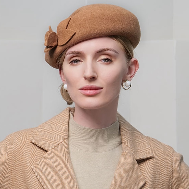 Fashion Elegant 100% Wool Hats with Smooth / Flower / Pure Color 1PC Party / Evening / Casual Headpiece/ Office & Career / Graduation / Congratulations / Anniversary / Back To School /4