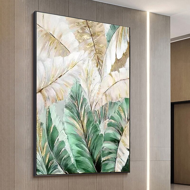 Handmade Oil Painting Canvas Wall Art Decoration Abstract Plant Floral Painting Leaves for Home Decor Rolled Frameless Unstretched Painting3