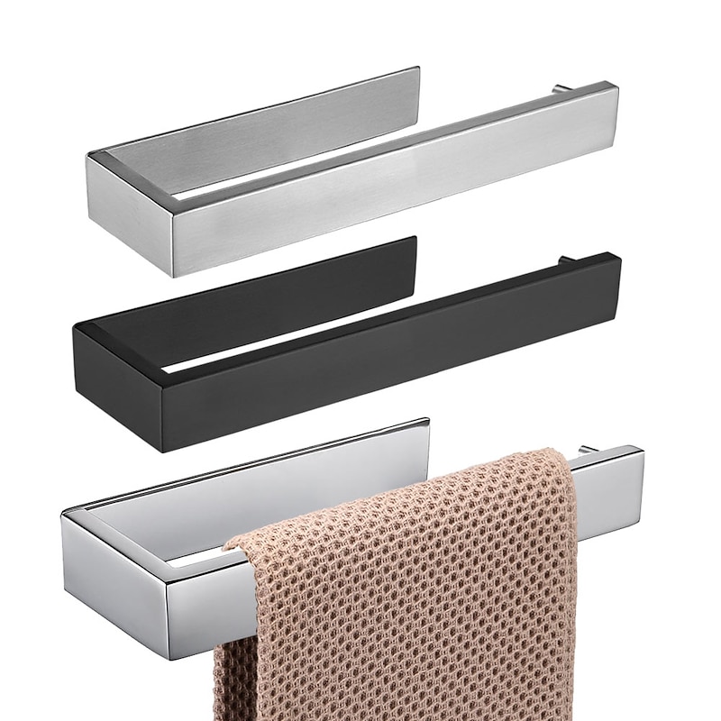 Towel Holder SUS304 Self Adhesive Wall Mounted Towel Bar,Stainless Steel Bathroom Towel Rack(Black/Chrome/Brushed Nickel)2
