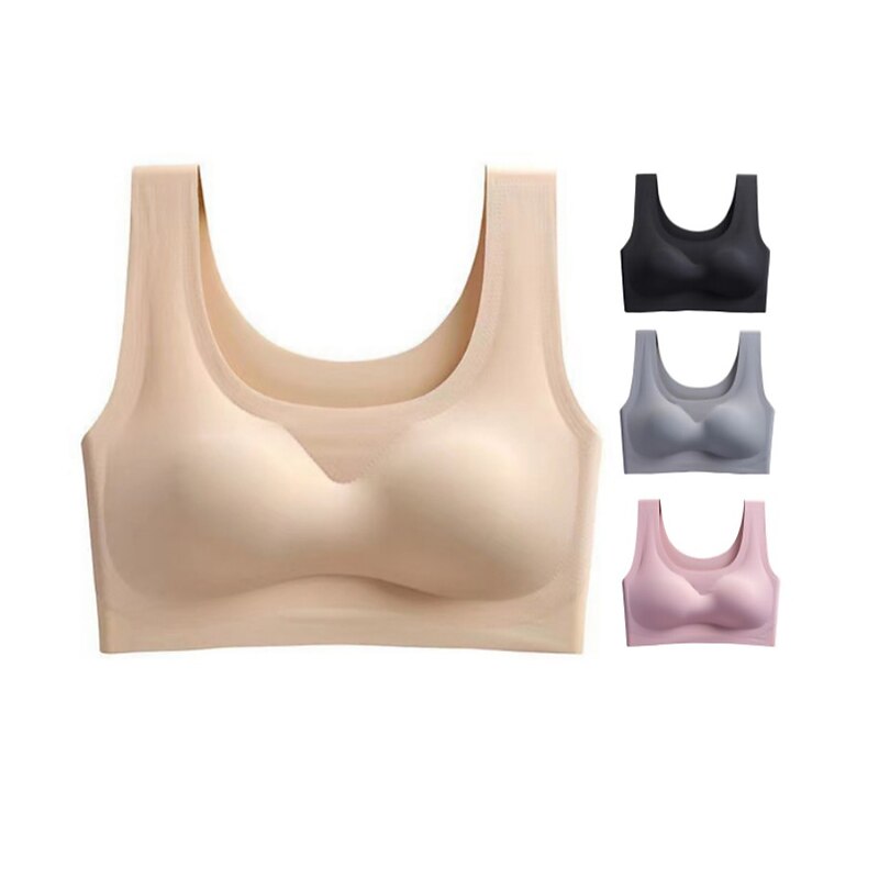 Women's No Steel Ring Bra Yoga Sports Sleep Plus Size Plain Stretchy  Vest2