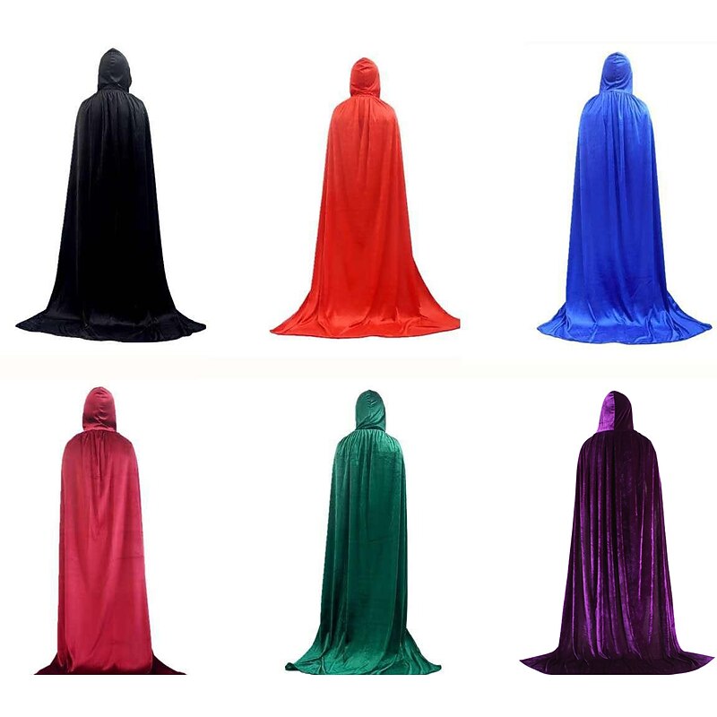 Halloween Cloak Witchcraft Robe Cape for Kids Cape Velvet Hooded Cosplay Party Cloak Wizard Robe Cloak2