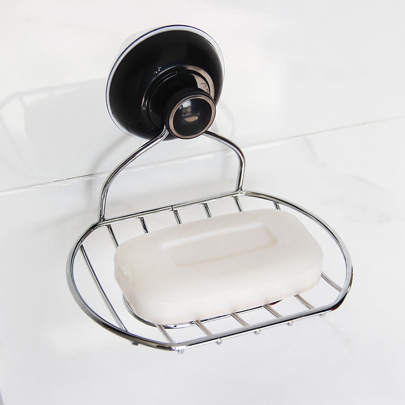 Soap Dish Stainless Steel Suction Cup Bathroom Soap Drain Rack Free Punching Wall Hanging Household Storage Soap Box2