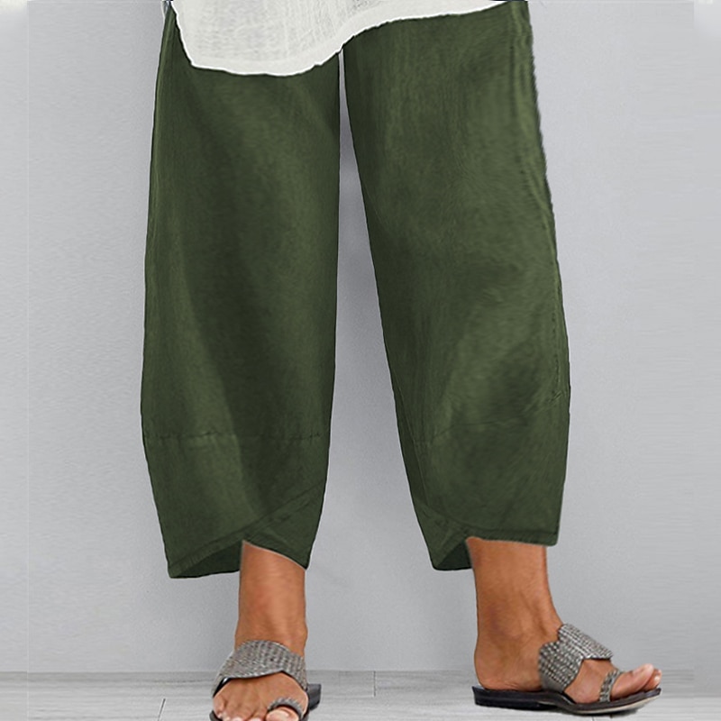 Women's Plus Size Chinos Capri shorts Baggy Pants Sporty Casual Chino Calf-Length Natural Solid Color Pocket Baggy Micro-elastic Vacation Daily Weekend Black Navy Blue Green khaki Spring Fall Regular3