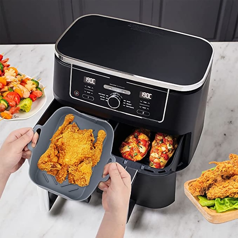 1pc Air Fryer Basket, Air Fryer Silicone Pot, Air Fryer, Oven Liner with Handles, Fryer, Ovens, Microwaves, Dishwasher Safe3