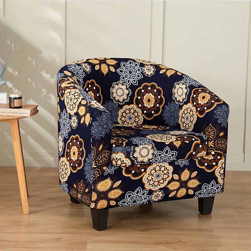 Floral Printed Club Chair Barrel Chair Slipcover Stretch Armchair Covers 1-Piece Club Tub Chair Covers Sofa Cover Couch Furniture Protector Cover  Spandex Couch Covers for Living Room3