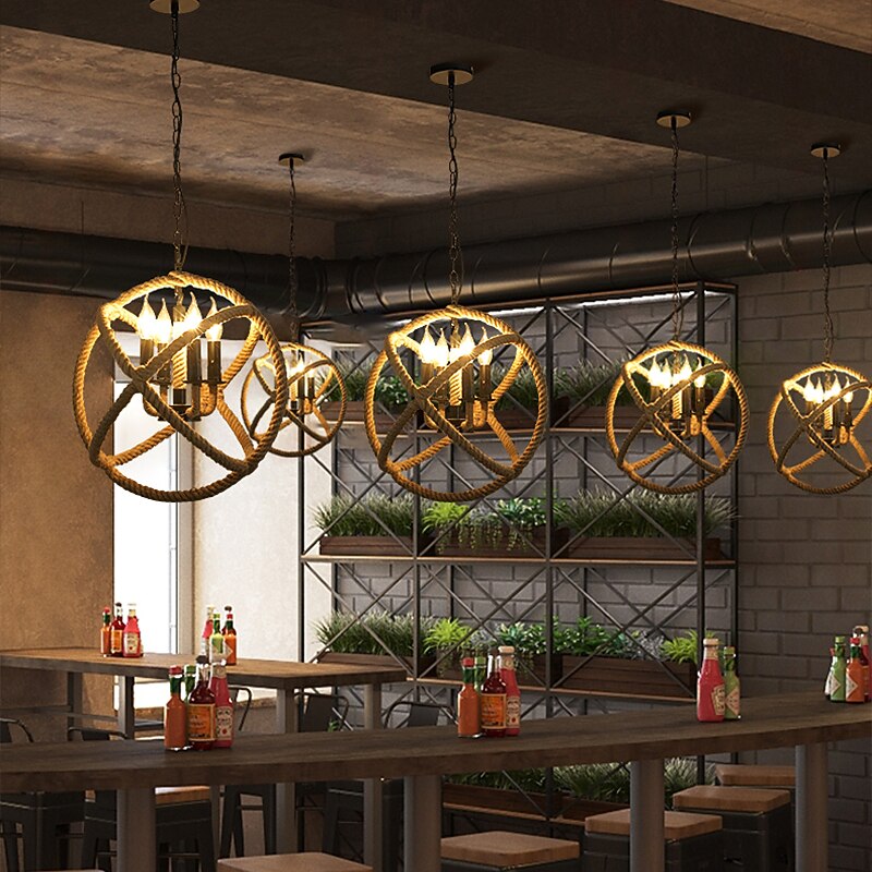 25cm Single Design Island Design Pendant Light Hemp Rope Painted Finishes Modern Nordic Style 220-240V4