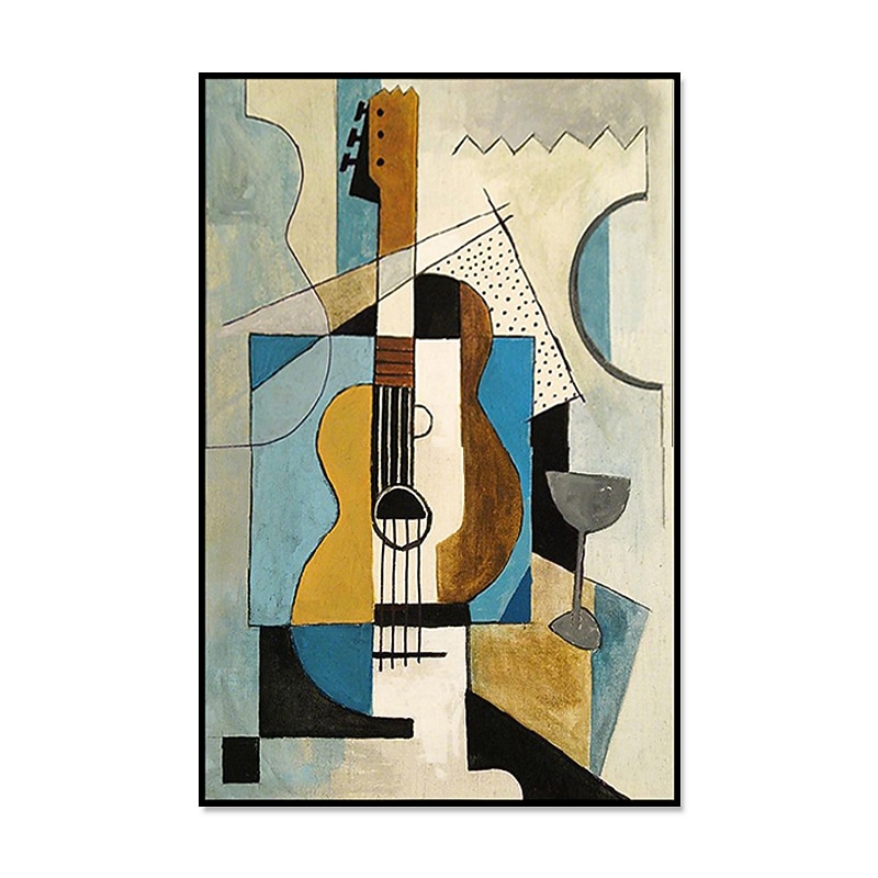 Handmade Oil Painting Canvas Wall Art Decoration Picasso Style Abstract Musical Violin for Home Decor Rolled Frameless Unstretched Painting4