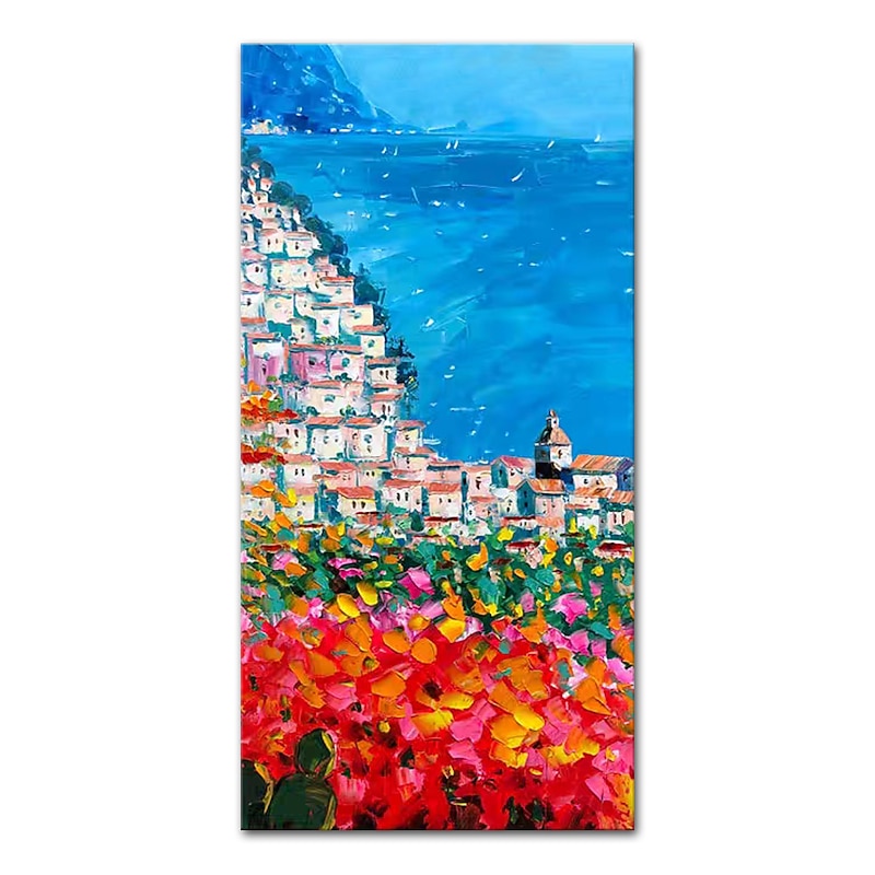 Mintura Handmade City Landscape Oil Paintings On Canvas Wall Art Decoration Modern Abstract Seascape Picture For Home Decor Rolled Frameless Unstretched Painting2