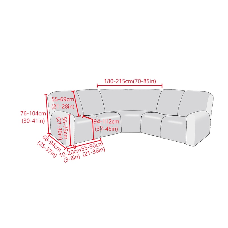 L Shape Sectional Couch Cover Recliner Sofa Covers Burgundy Corner Sofa Stretch Reclining Slipcover Washable(4 Backrest Cover,4 Seat Cover,1 Coner Sofa Cover, 2 Armrest Cover)4
