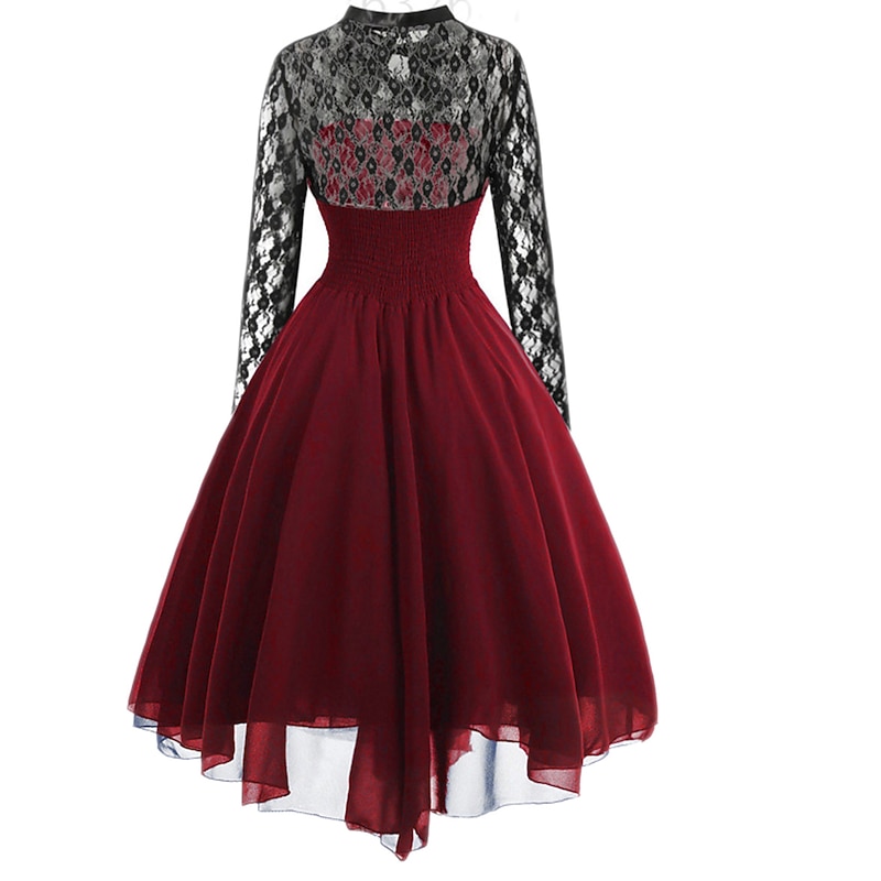 Retro Vintage Punk & Gothic Medieval Dress Masquerade Witch Goth Girl Lace Fancy Dress Women's Fantasy Steampunk Walpurgis Night Carnival Masquerade Party / Evening Adults' Dress3