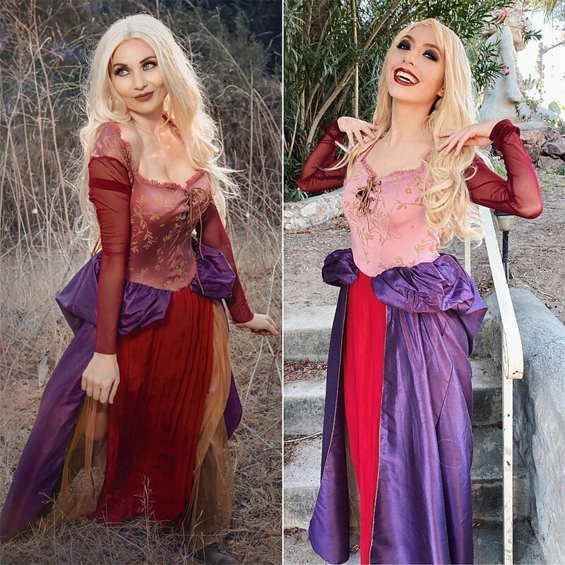 Sarah Sanderson Wig Hocus Pocus 2  Long Blonde Wigs for Women Middle Part Wavy  Witch  Wig Accessory for Party Daily Halloween Wigs3