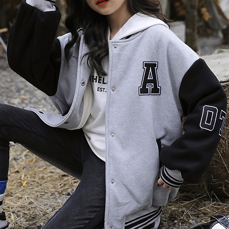 Girls' Coat Long Sleeve Letter Active Cool Cotton Street Daily Kids 4-13 Years 3D Printed Graphic Regular Fit4