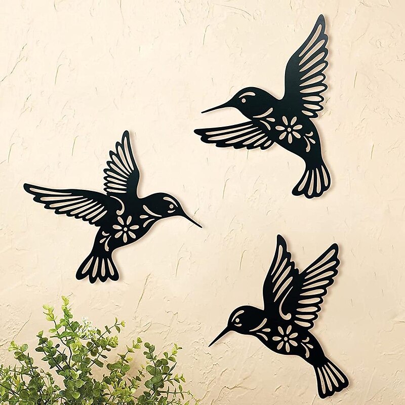 cross border iron art hummingbird art silhouette hummingbird wall art wall garden wall hanging decoration3