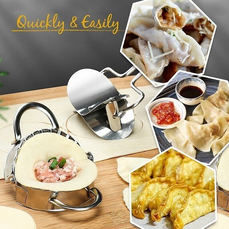 2PCS Stainless Steel Dumpling Maker Mold, Wraper Dough Cutter Pie Ravioli Empanadas Press Mold Kitchen Accessories Pastry Tools2