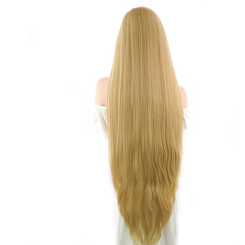 Princess Tangled Rapunzel Long Straight Yaki Blonde Cosplay Party Wigs Halloween Wigs4