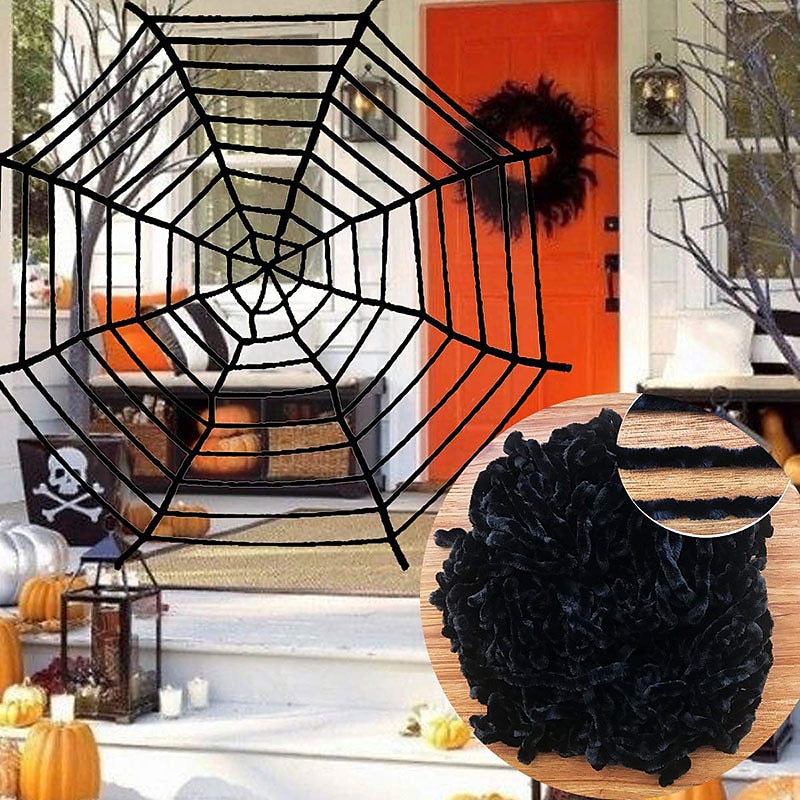 Halloween New Spider Web Triangular Net Simulation Super Plush Spider Ghost Festival Indoor And Outdoor Decoration Props3
