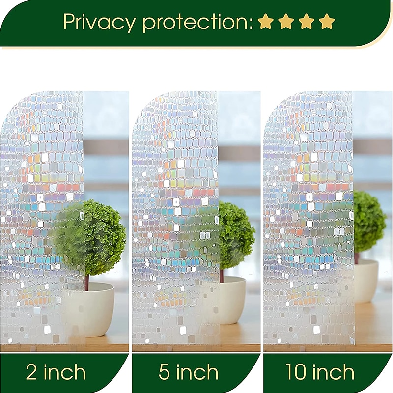 Stained Glass Window Film PVC Frosted Static Cling Rainbow Privacy Glass Film Window Privacy Sticker,Window Privacy Film Stained Glass Rainbow Clings Window Tinting Film for Home Bathroom4