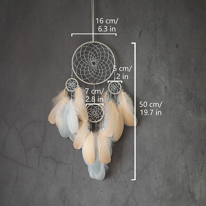 Boho Dream Catcher Handmade Gift Wall Hanging Decor Art Ornament Crafts Circle Feather For Kids Bedroom Wedding Festival 16*50cm2