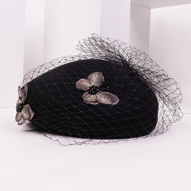 Fashion Elegant Tulle / Wool / Acrylic / Organza Hats with Butterfly / Trim / Tulle 1PC Party / Even/ Special Occasion / Office & Career / Graduation / Congratulations / Anniversary / Back To School /3